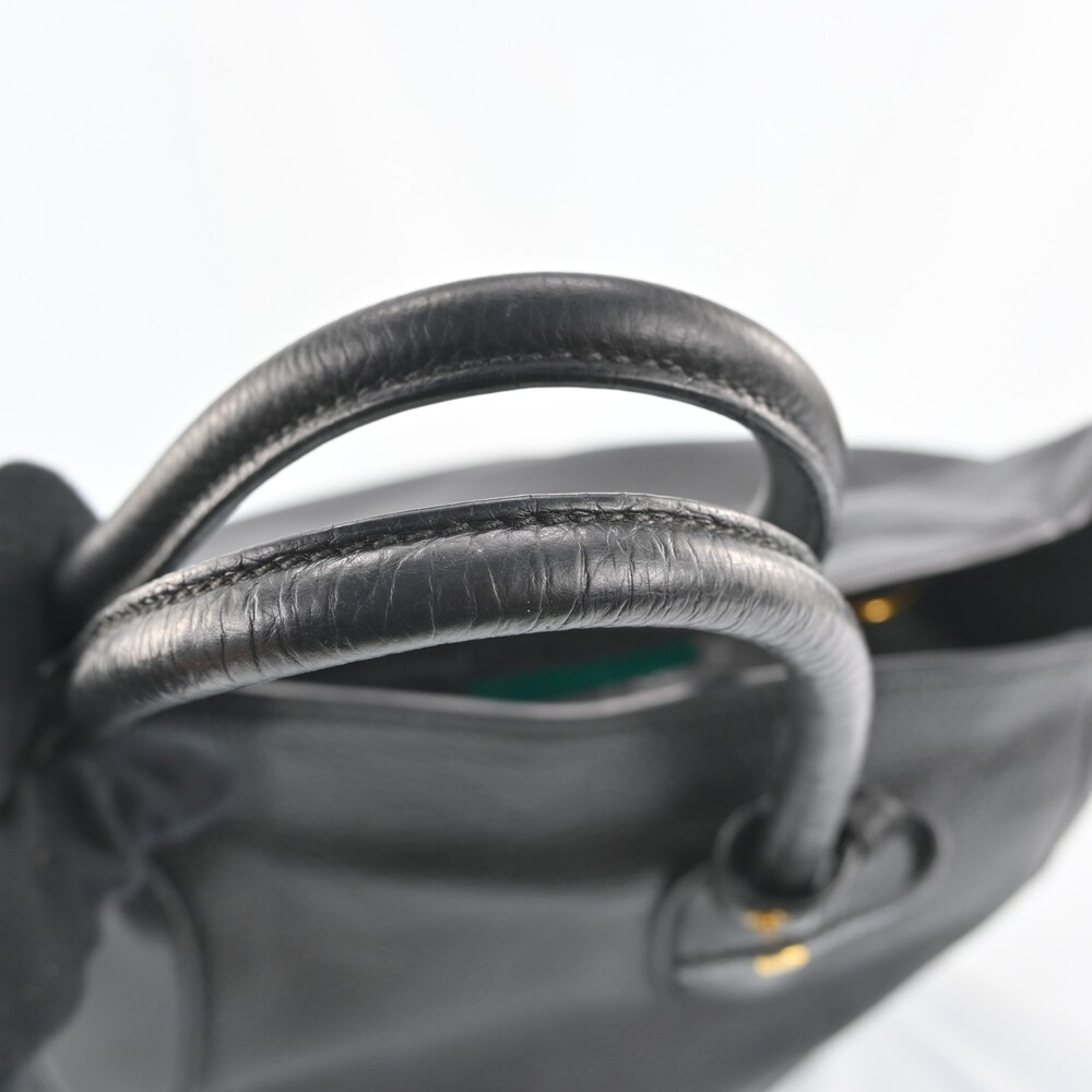Auth Prada Logos Leather Hand Bag Black #259303P53B - Picture 11 of 15